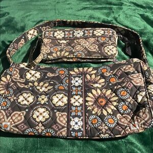 Vera Bradley Brown and Orange Floral Shoulder Bag Set
